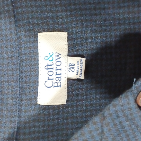 Croft & Barrow Men's Flannel Shirt 2XB Big Tall Blue and Black - Picture 2 of 7